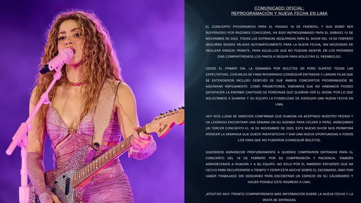Fans de Shakira en Perú reaccionan con indignación ante el cambio de fecha de su concierto Fans de Shakira en Perú reaccionan con indignación ante el cambio de fecha de su concierto
